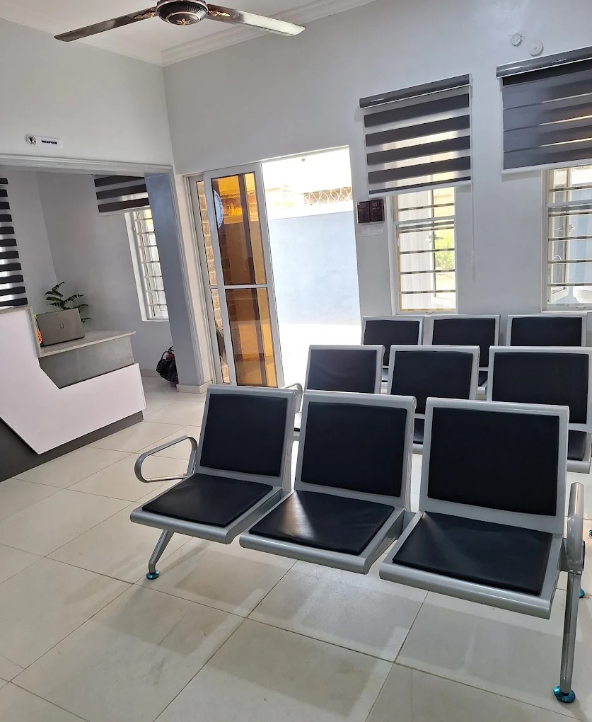 Clean, comfortable patient waiting area at Careplace Hospital